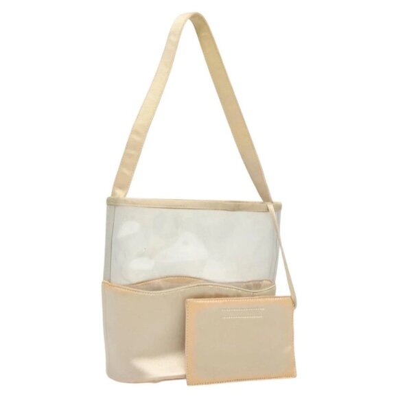 PRADA Hand Bag Vinyl Clear Beige Auth 118773 - Picture 1 of 16